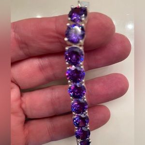 Amethyst and silver bracelet